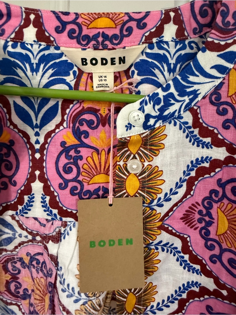 NWT Boden Alicia Linen Top in Ornamental Garden Placement Size 10 - Picture 7 of 8